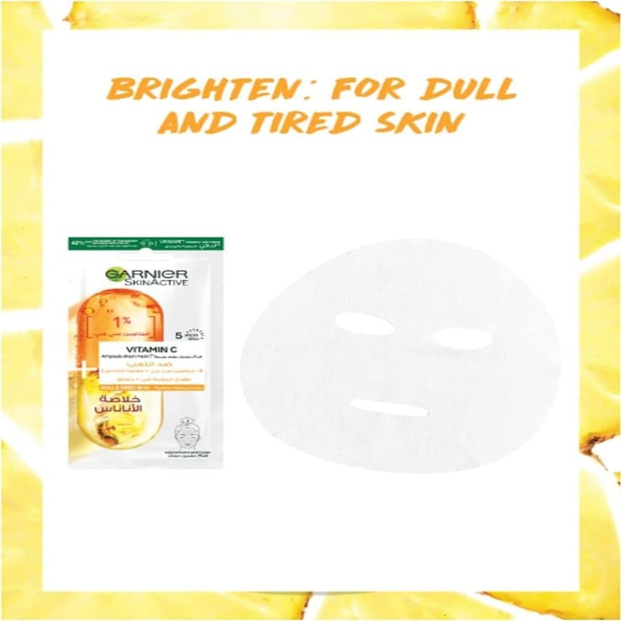 Garnier Facial Mask With Vitamin C For Dull Tired Skin With Pineapple 15 gm