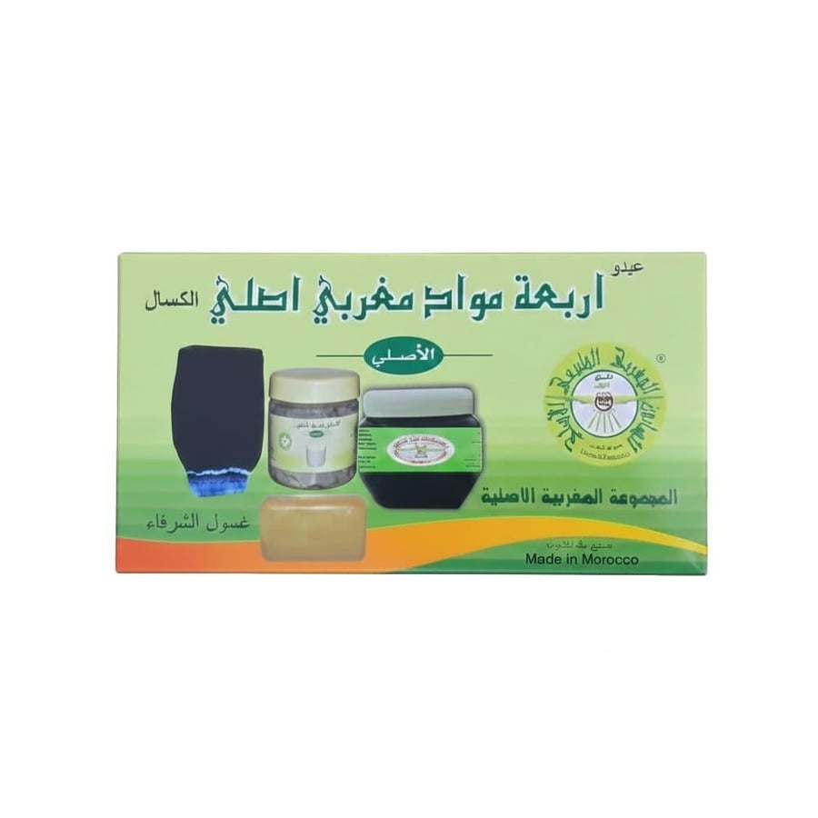 عيدو الكسال غسول الشرفاء - مجموعة اربع مواد اصلية للصابون المغربي - 576جم
