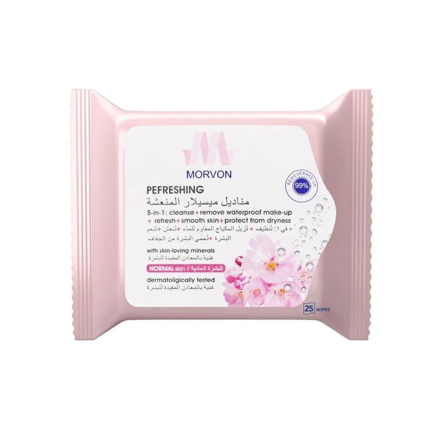 Morvon Refreshing Micellar Wipes for Normal Skin - 25 wipes