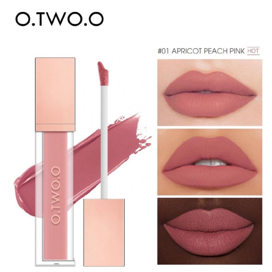 O.TWO.O Waterproof Matte Liquid Lipstick 01 Apricot Peach Pink- 5 Gm