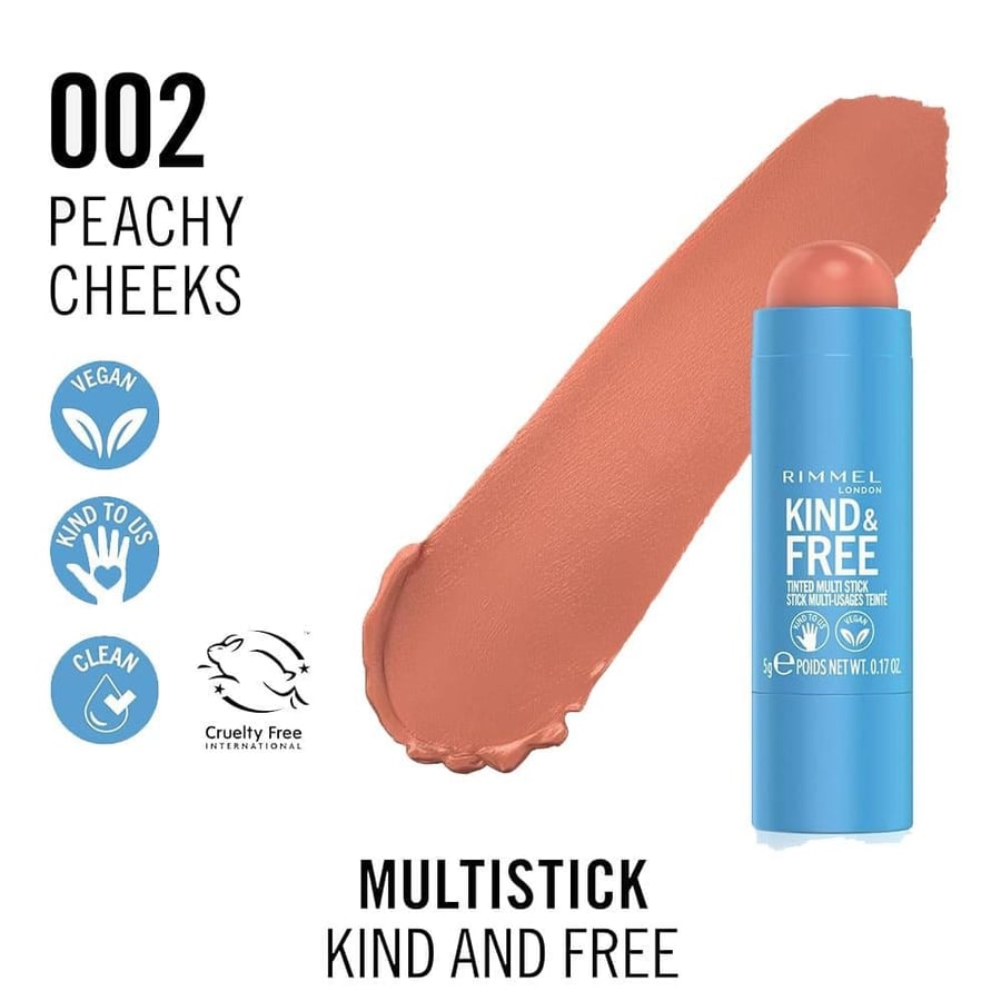 Rimmel London Kind & Free Tinted Multi Stick 002 Peachy Cheeks - 5 Gm