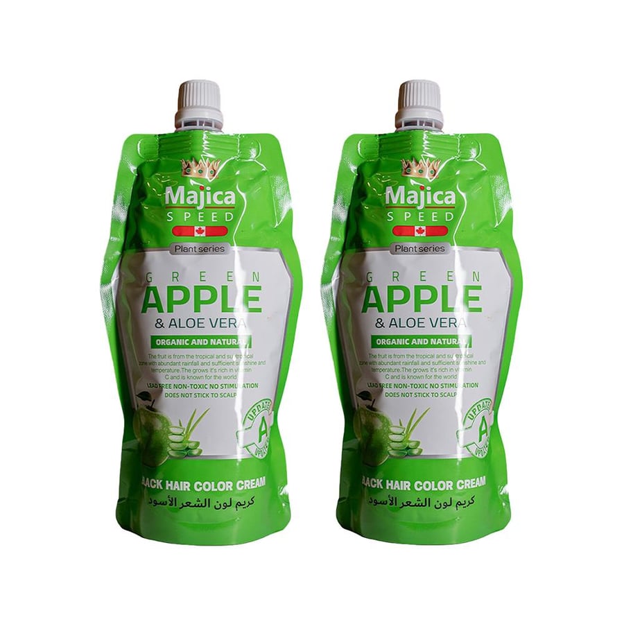 Magica Speed Black Hair Dye Cream with Green Apple and Aloe Vera - 500 + 500 ml