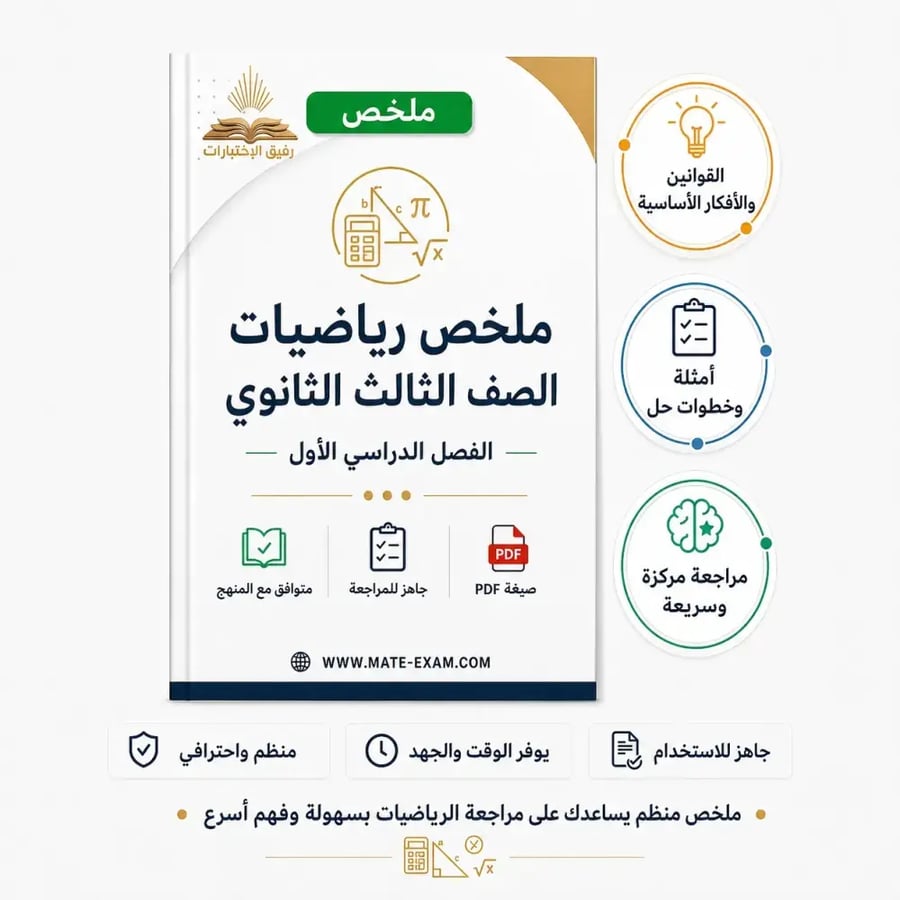 ملخص الرياضيات 3-1 ثالث ثانوي الفصل الأول 1448 هـ