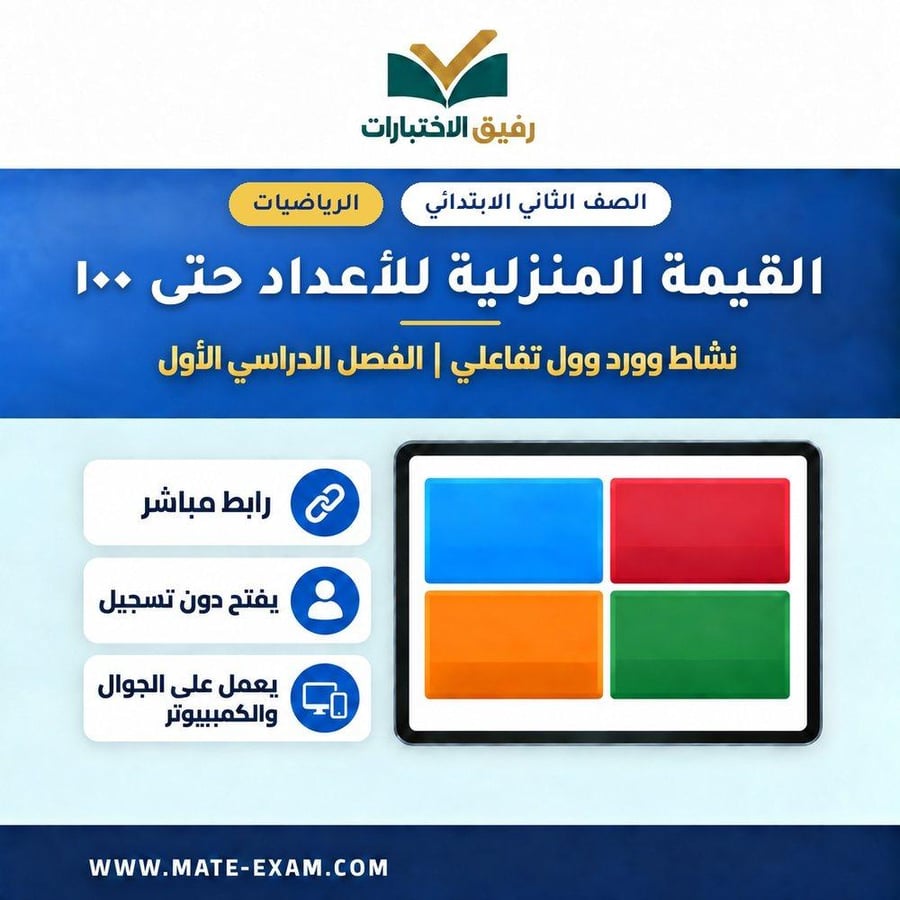 نشاط وورد وول القيمة المنزلية للأعداد حتى