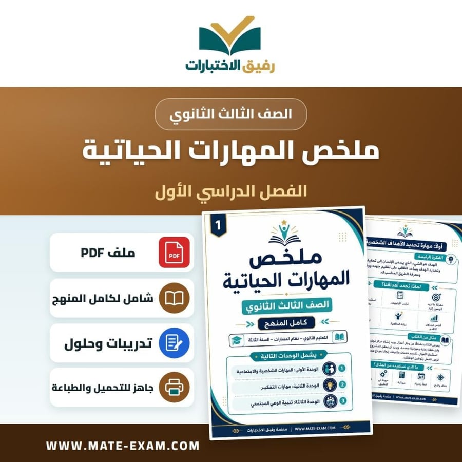 ملخص المهارات الحياتية ثالث ثانوي الفصل الأول 1448 هـ