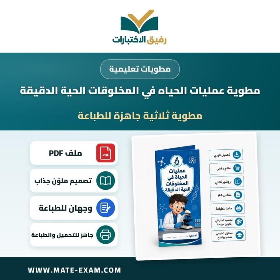 مطوية عمليات الحياه في المخلوقات الحية الدقيقة