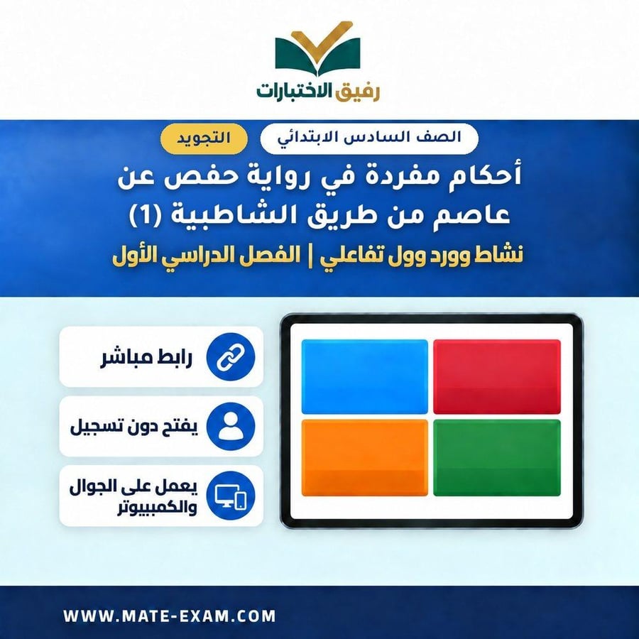 نشاط وورد وول أحكام مفردة في رواية حفص عن عاصم من