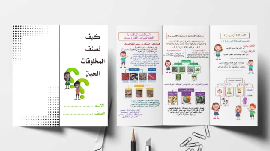مطوية معلوماتية عن تصنيف الكائنات الحية
