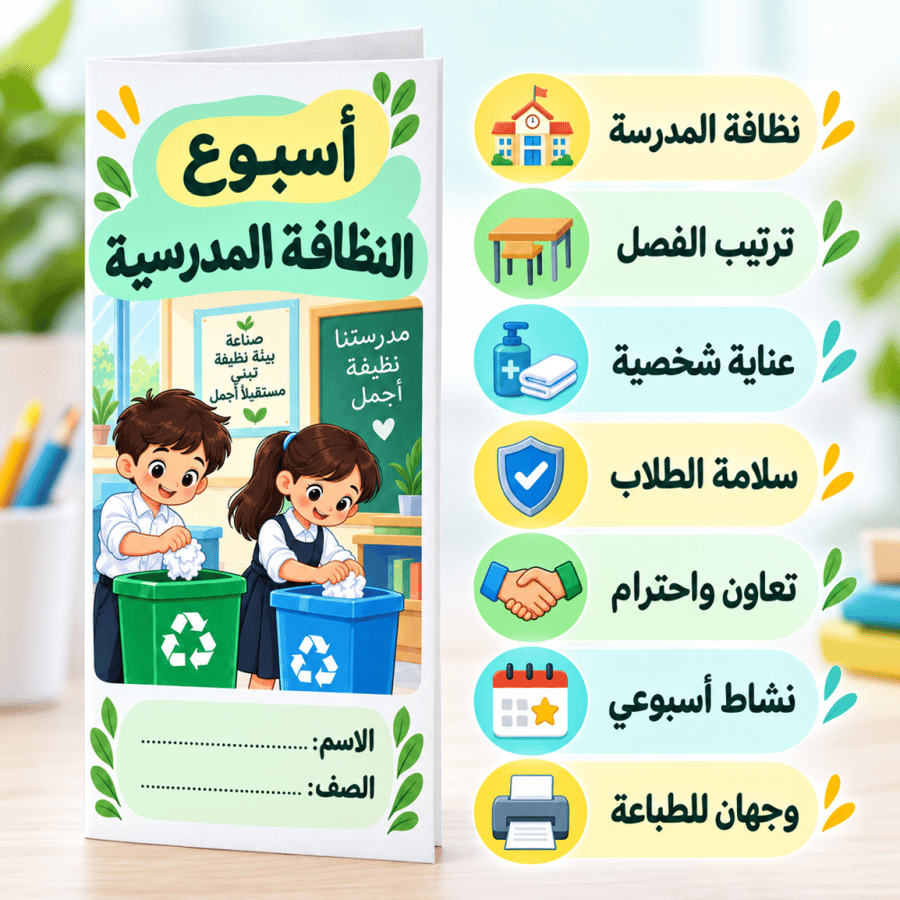 مطوية أسبوع النظافة المدرسية