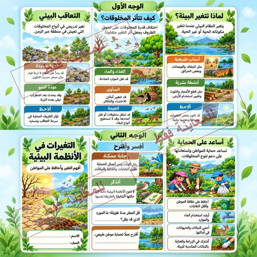 مطوية التغيرات في الأنظمة البيئية