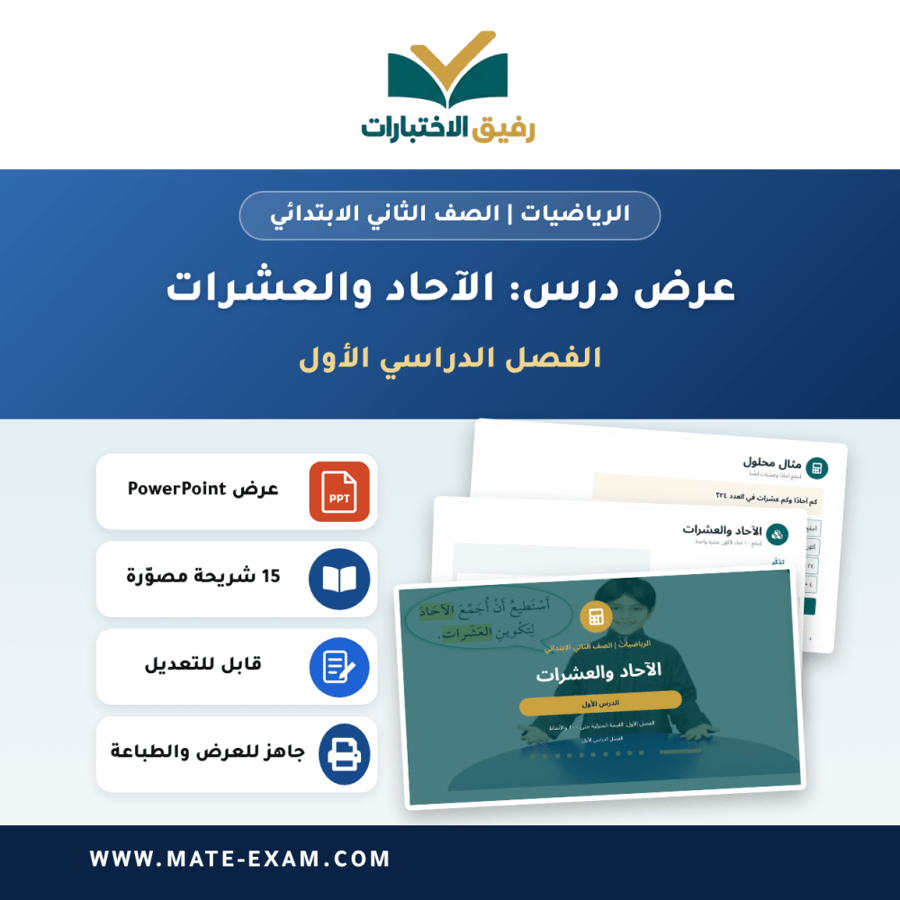 عرض درس الآحاد والعشرات - الرياضيات الصف الثاني الابتدائي - الفصل الدراسي الأول
