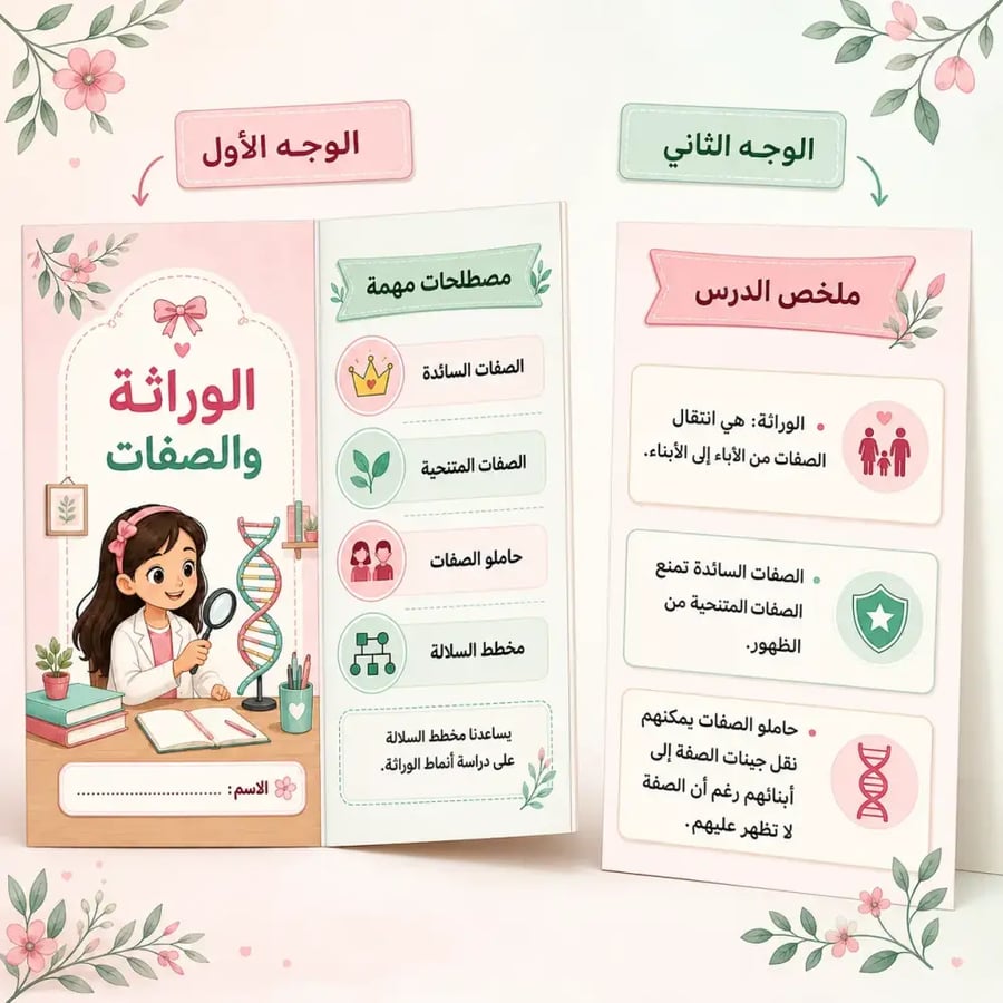 مطوية الوراثه والصفات (بنات)