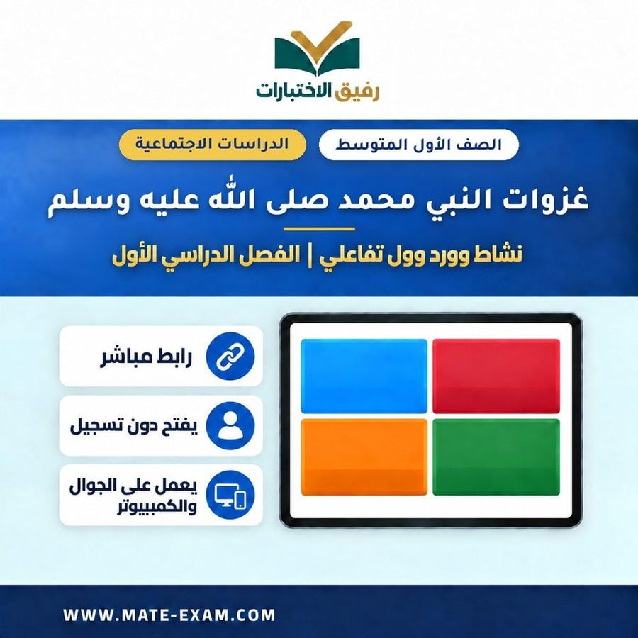 نشاط وورد وول غزوات النبي محمد صلى الله عليه وسلم
