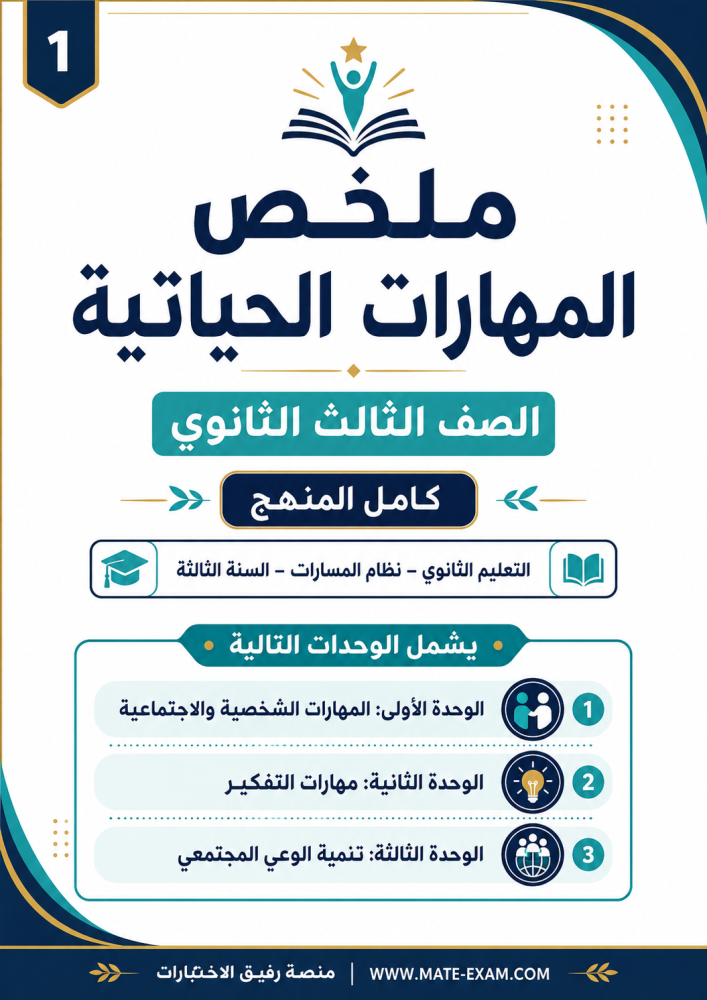 ملخص المهارات الحياتية ثالث ثانوي الفصل الأول 1448 هـ