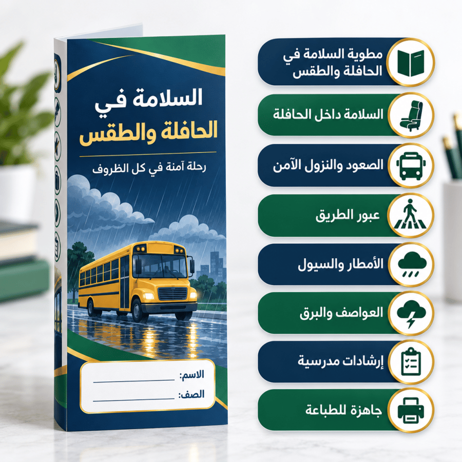 مطوية السلامة في الحافلة والطقس