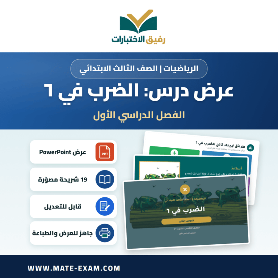 عرض درس الضرب في ٦ - الرياضيات الصف الثالث الابتدائي - الفصل الدراسي الأول