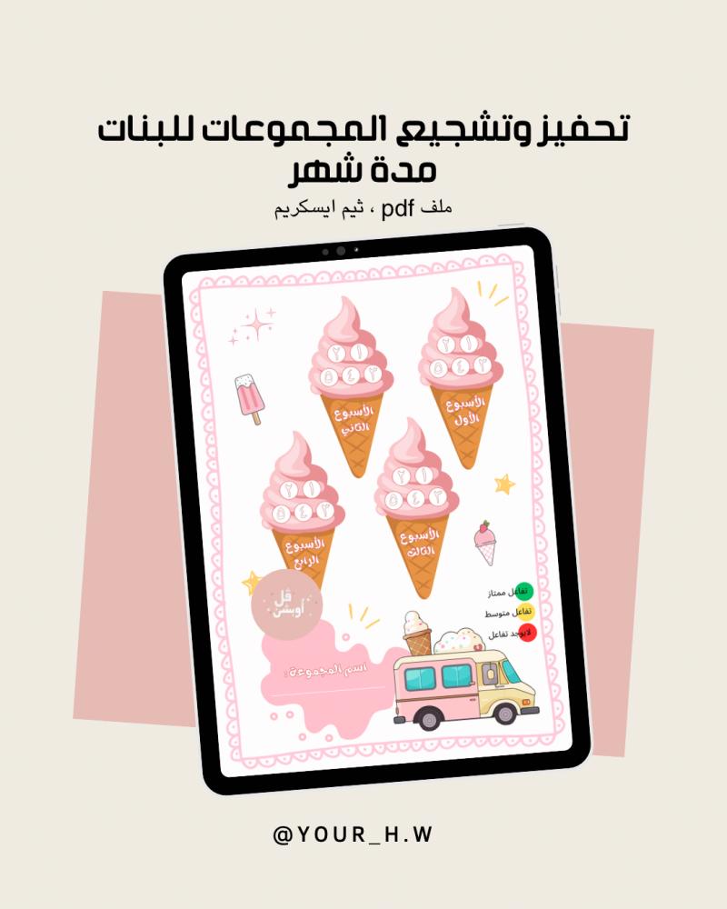 تحفيز المجموعات للطالبات ثيم الايسكريم