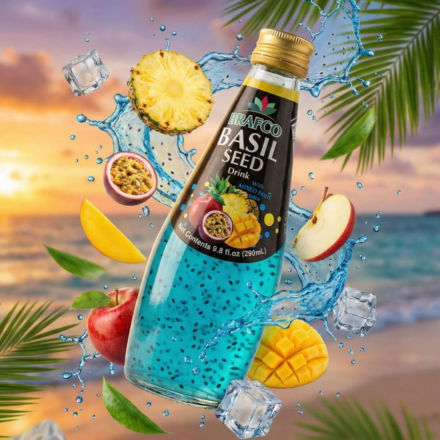مشروب بذور الريحان بنكهة الفواكة تعبئة 24 Basil Seed Drink Mixed Fruit Flavour