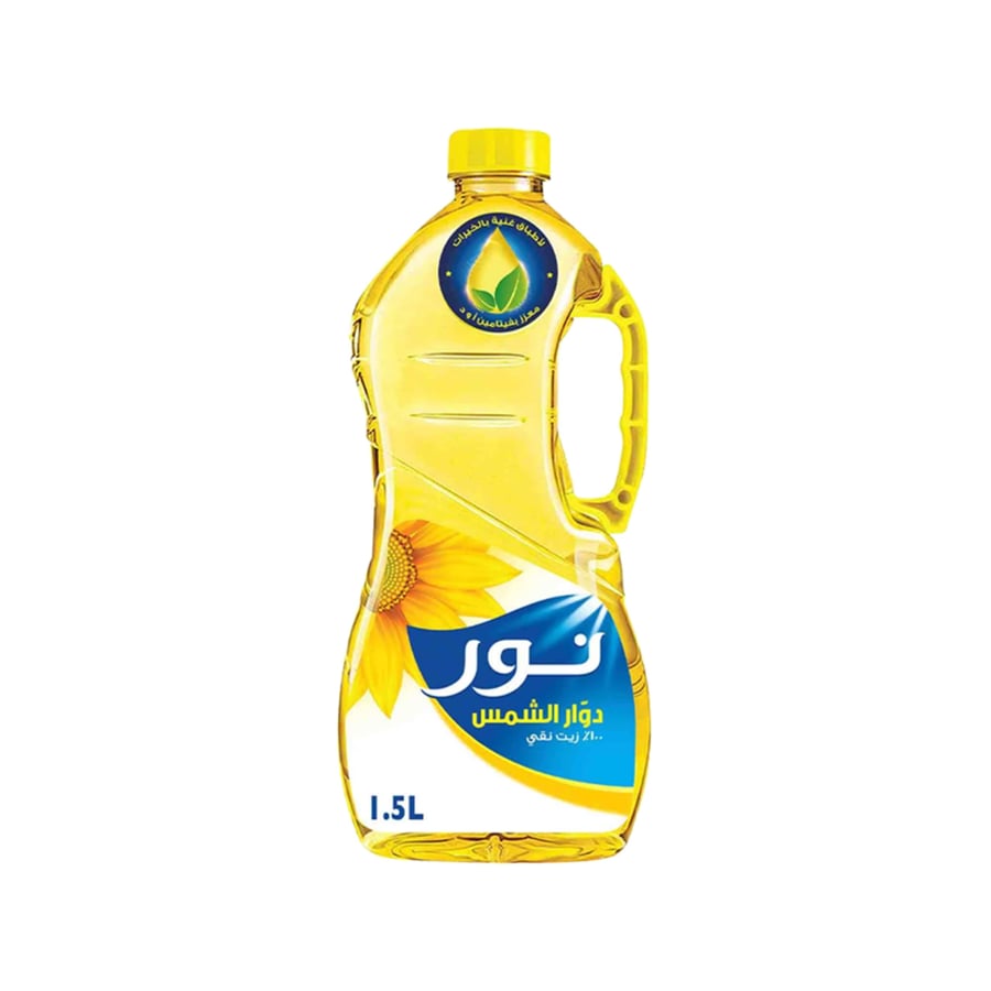 عبوة زيت نور دوار الشمس 1,5 لتر بتصميم أنيق وصحي للطهي اليومي