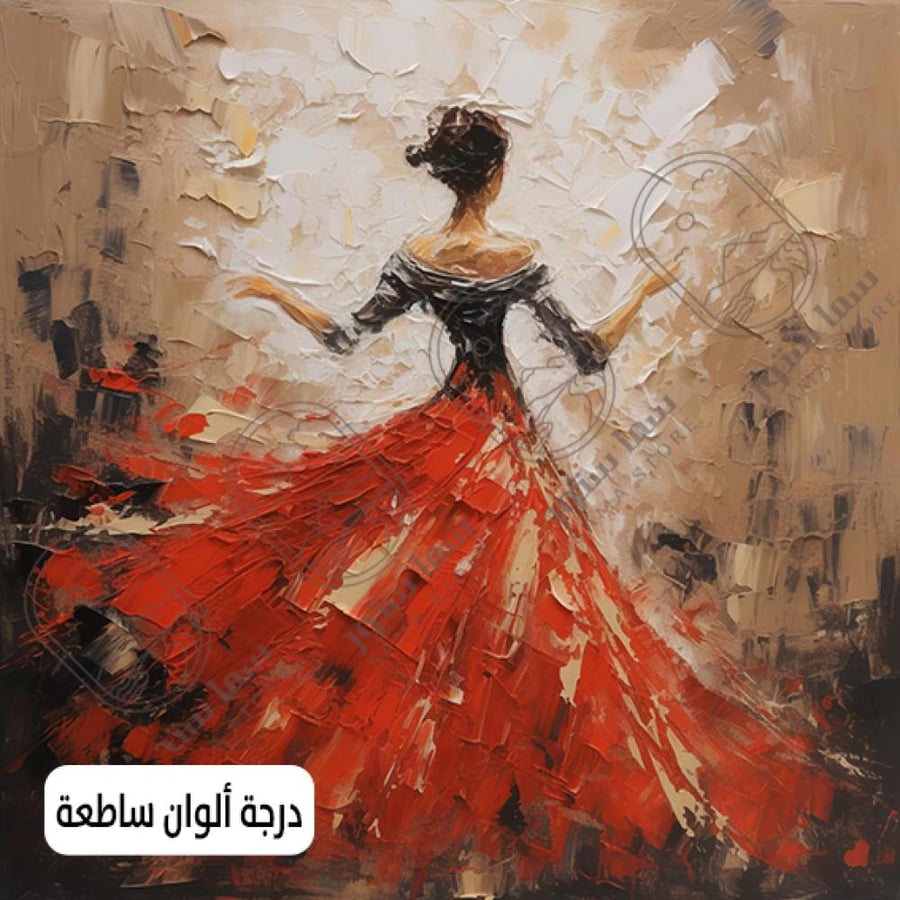 لوحة فنية راقصة بفستان أحمر