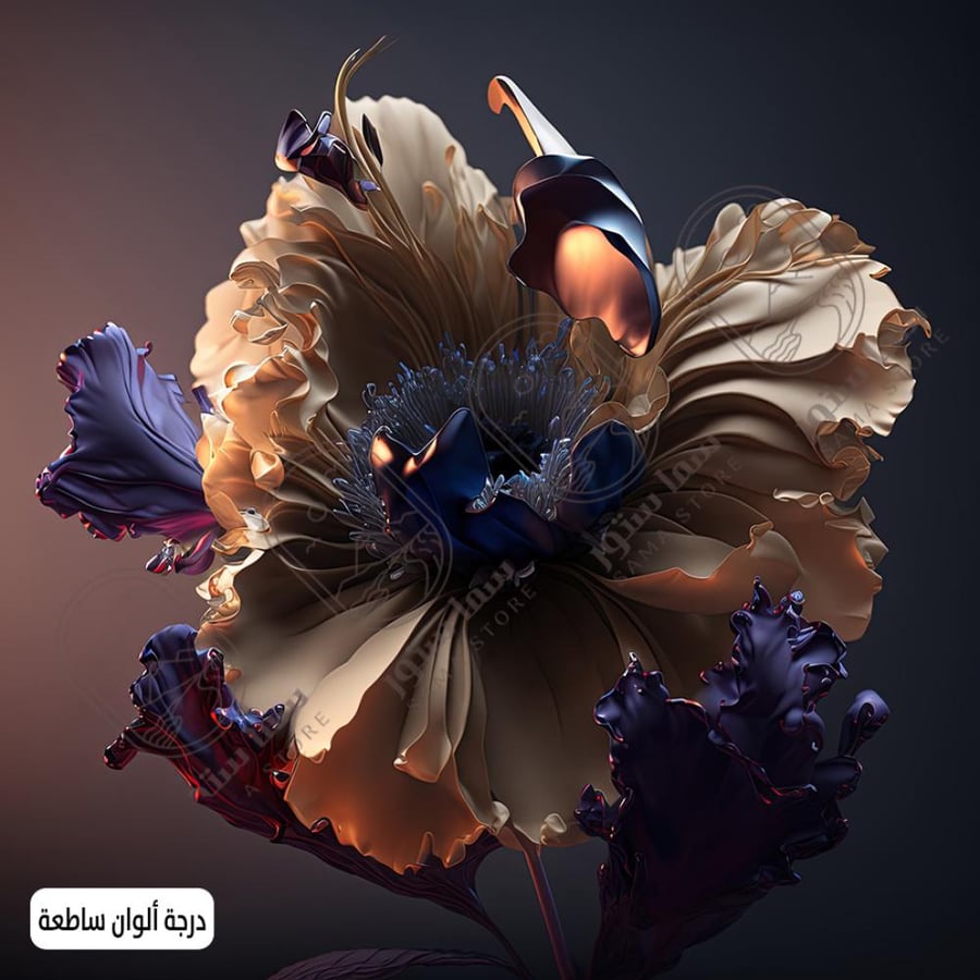 لوحة فنية وردة ثلاثية الأبعاد داكنة