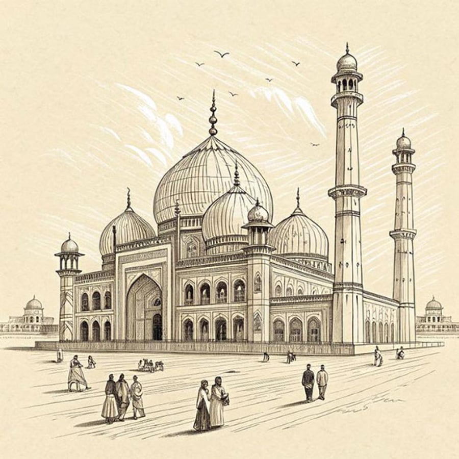 لوحة مسجد فاخر بتصميم إسلامي كلاسيكي