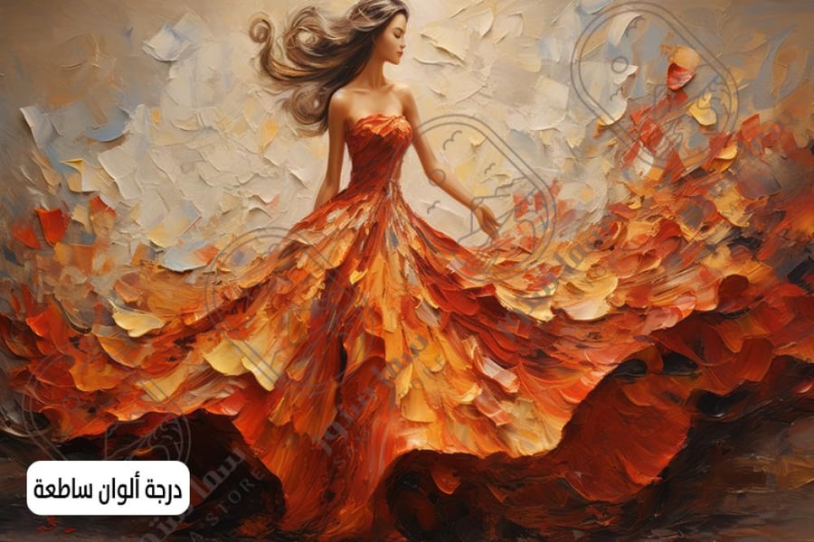 لوحة فنية فستان بألوان زيتية جميلة