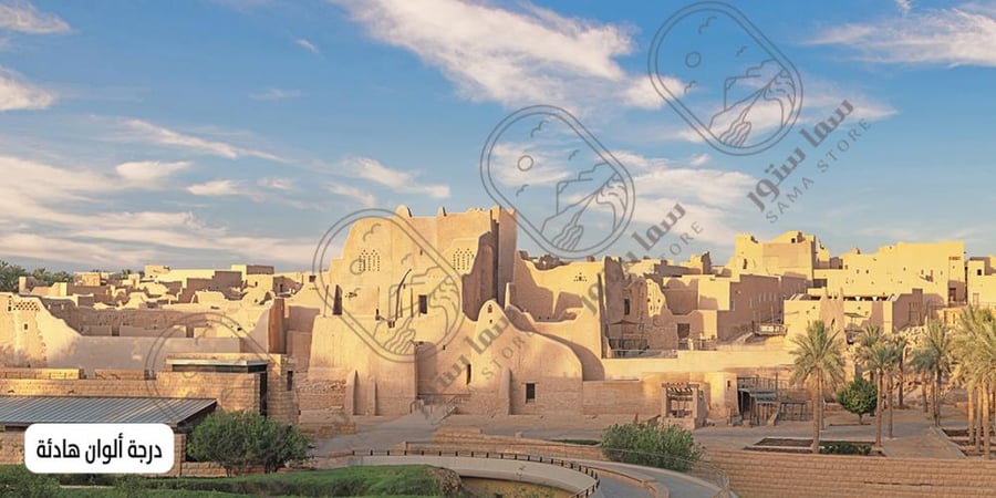 لوحة جدارية قرية طينية تراثية