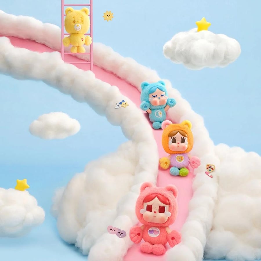 POPMART CRYBABY × Care Bears Series Vinyl Plush Keychain | سلسلة ميداليات مفاتيح POPMART CRYBABY × Care Bears (مزيج من الفينيل والقماش المخملي)