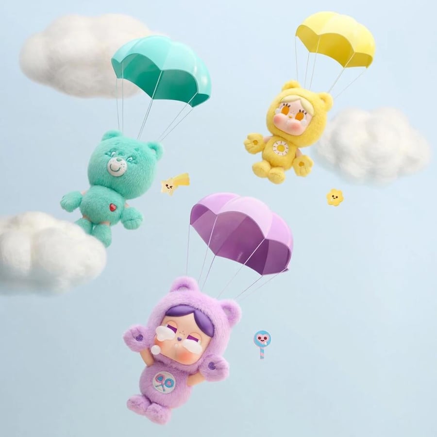 POPMART CRYBABY × Care Bears Series Vinyl Plush Keychain | سلسلة ميداليات مفاتيح POPMART CRYBABY × Care Bears (مزيج من الفينيل والقماش المخملي)