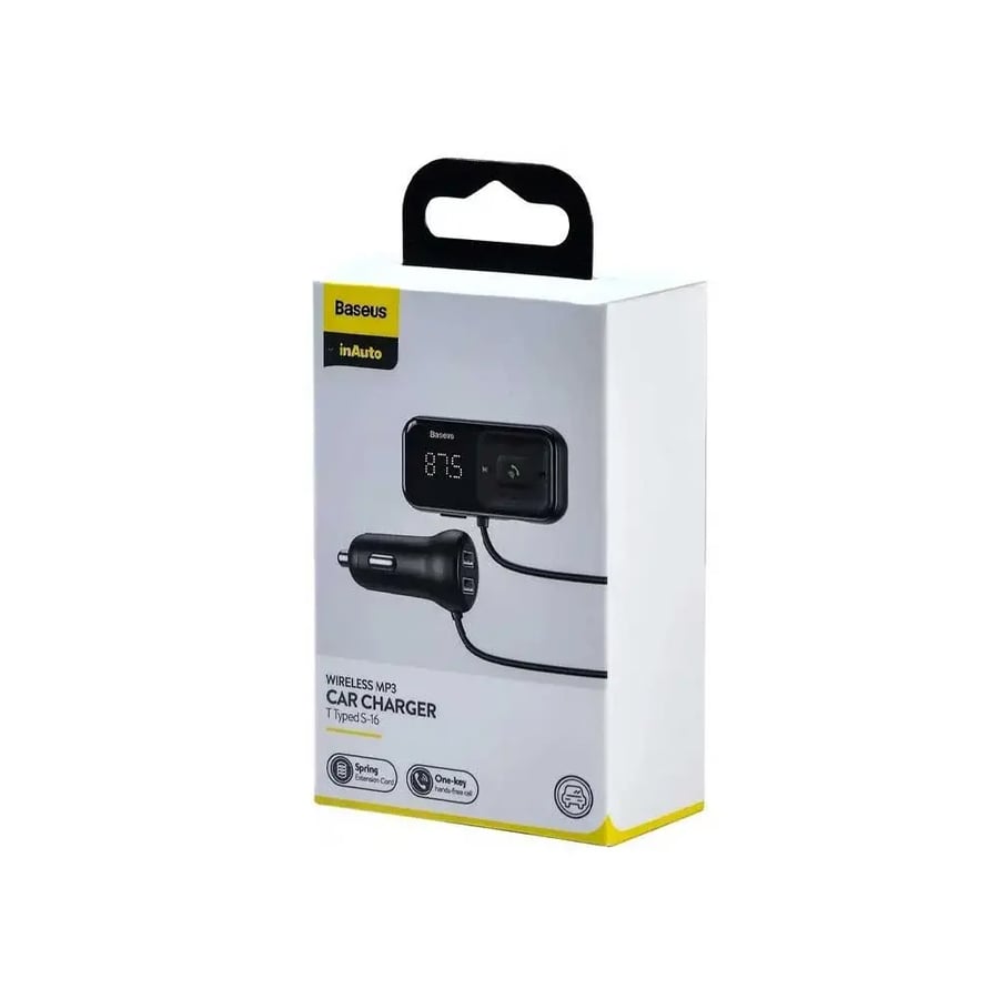 مشغل بلوتوث MP3 بيسوس S-16 ام بي ثري للسيارة - اسود