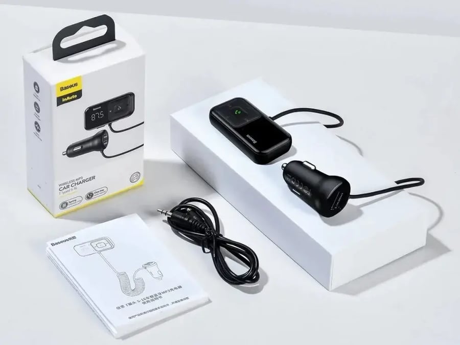 مشغل بلوتوث MP3 بيسوس S-16 ام بي ثري للسيارة - اسود