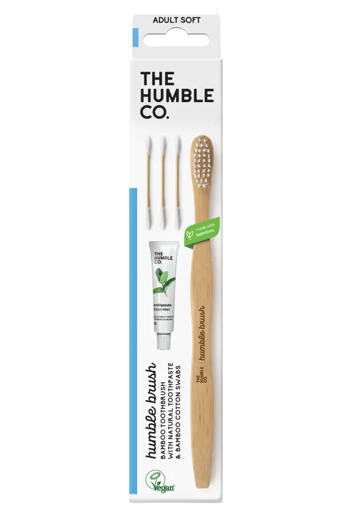 Humble Bamboo Flat Soft Brush+Toothpaste+Cotton