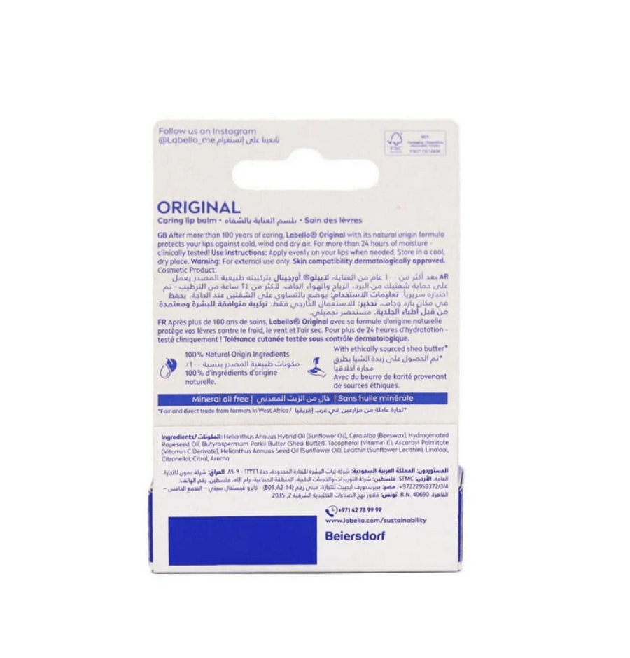 Labello Original Natural Oils Lip Care Balm - 4.8g
