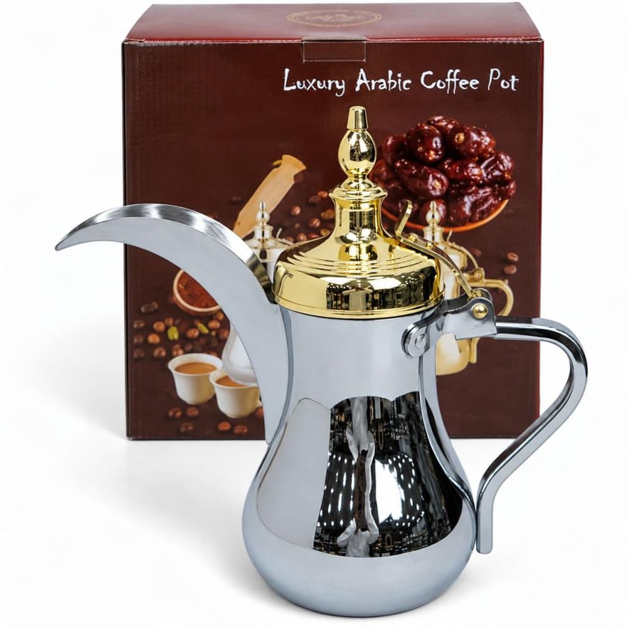 The Arabic coffee pot, the Royal Model, stainless steel, two colors