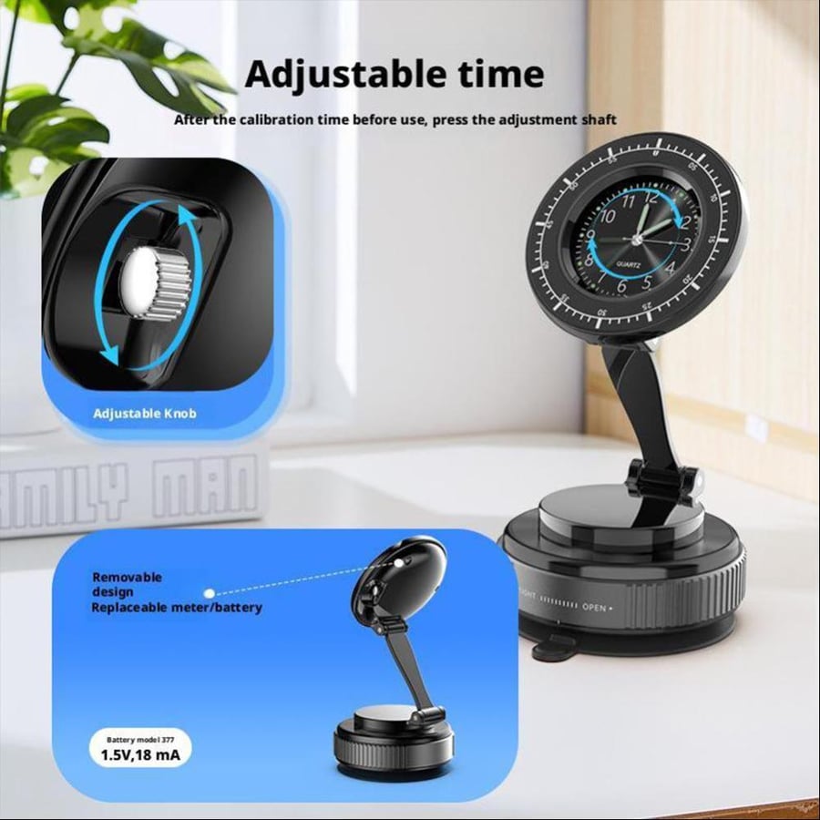 Foldable suction phone holder with an elegant watch