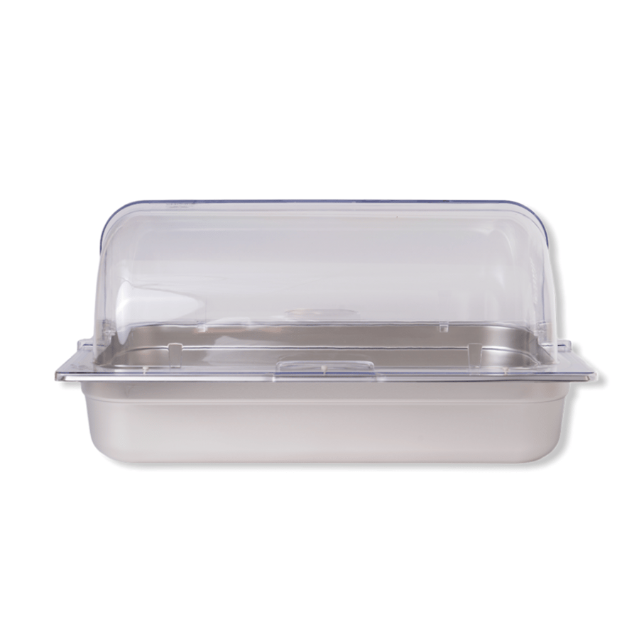 Steel tray with transparent flip cover