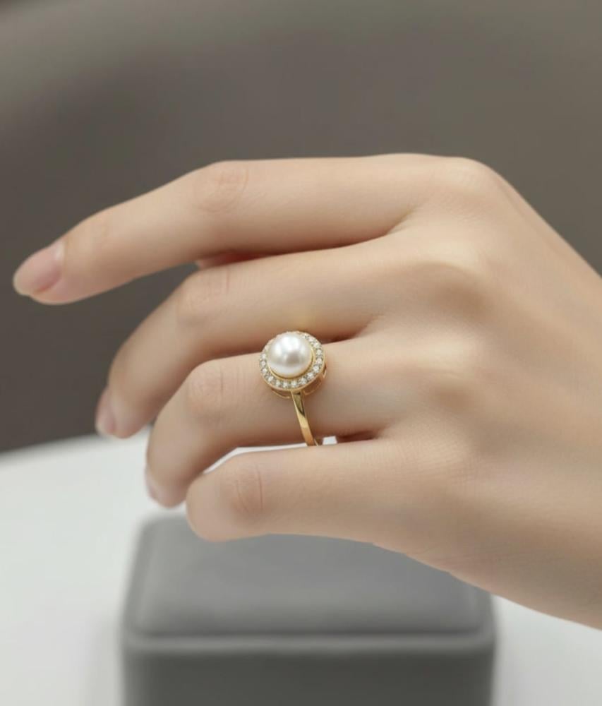 Gold Pearl Ring 18k