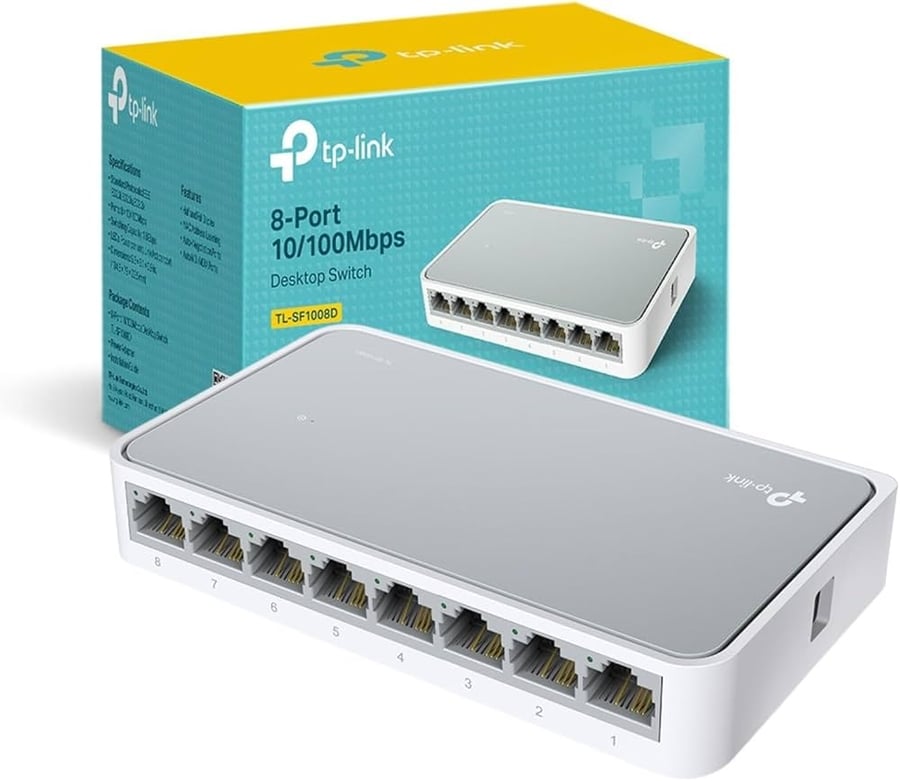 TP–LINK 8 PORTSWITCH 10/100 MBP D.TOP TL–SF1008D