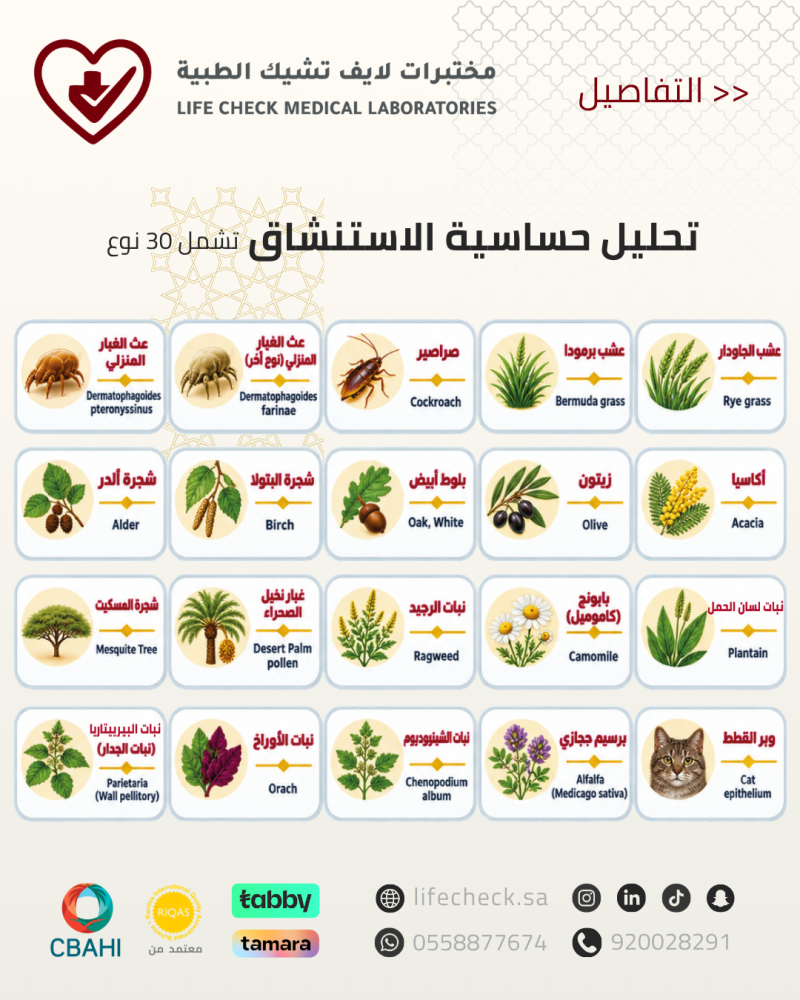 تحاليل حساسية الاستنشاق 30 مادة