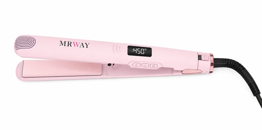مكواة فرد الشعر الاحترافية MRWAY 2069 بشاشة رقمية وحرارة حتى 450°F