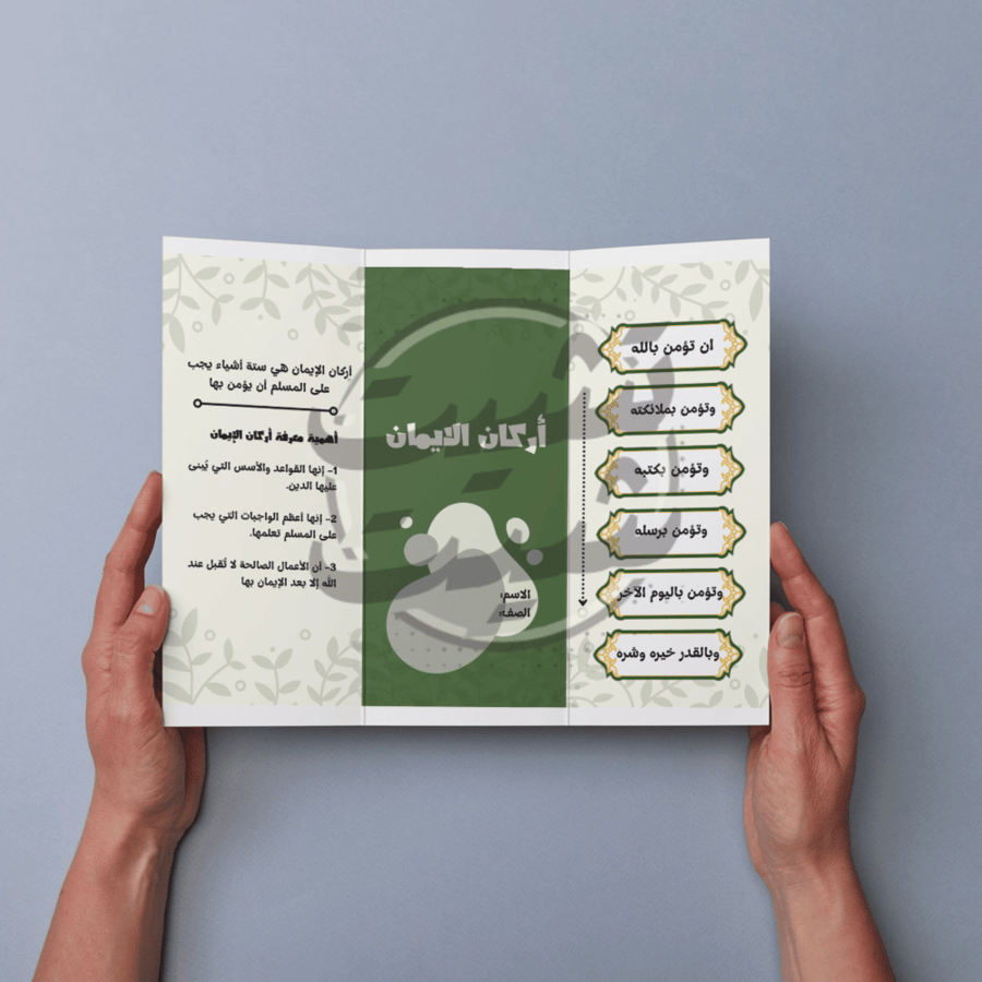 مطوية ( أركان الإيمان ) مادة دراسات إسلامية الصف الثالث الابتدائي PDF قابل للطباعة