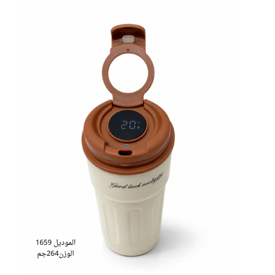 كوب قهوة حراري بشاشة لقياس درجة الحرارة