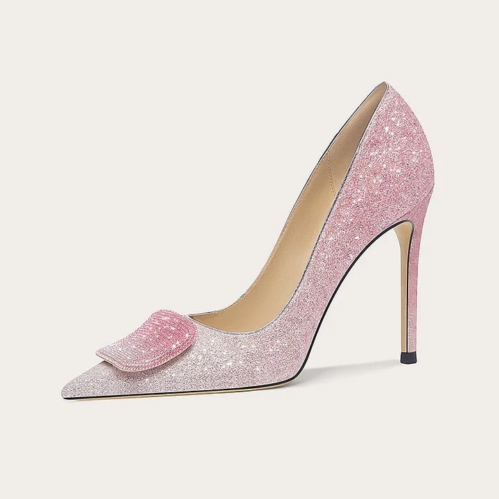Luxury wedding shoe with pink color gradient