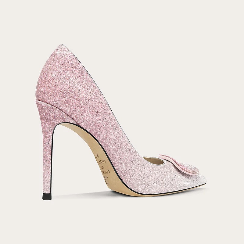 Luxury wedding shoe with pink color gradient