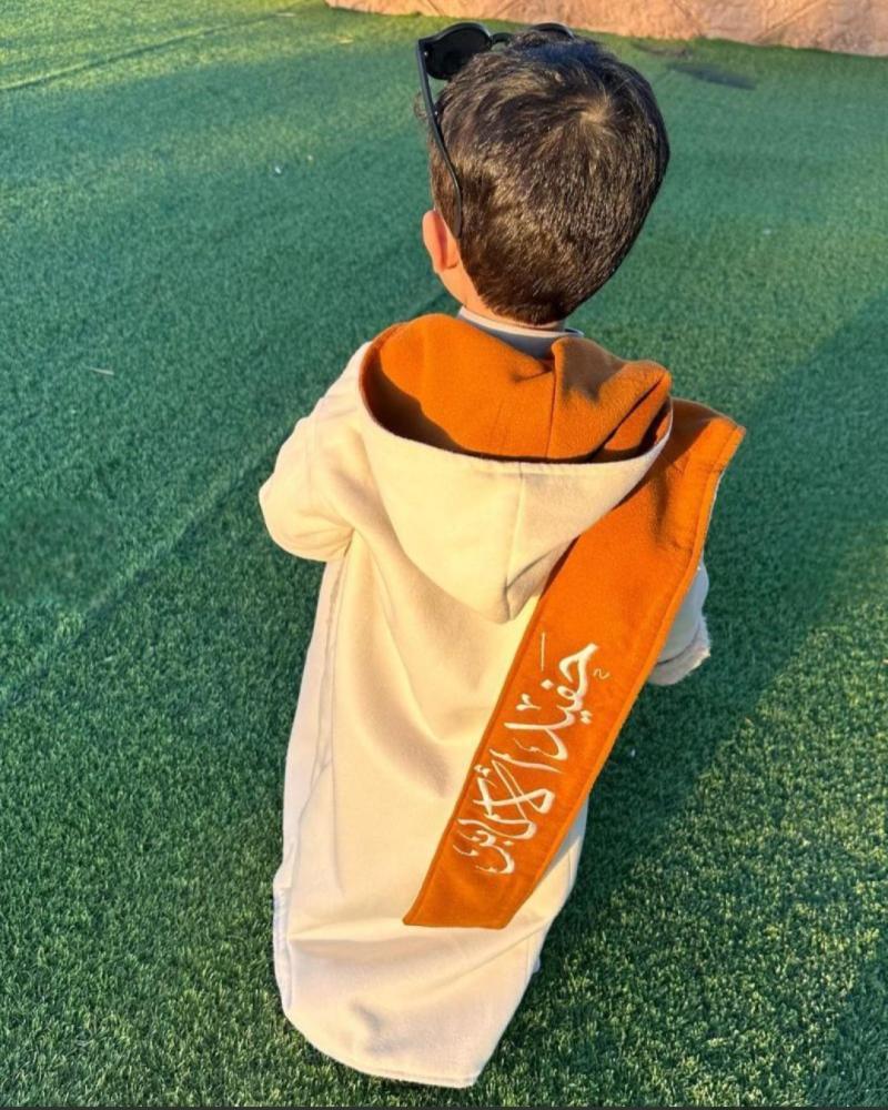 فروه للاطفال دبل فيس مع شال - جملي وبيج فروه للاطفال دبل فيس مع شال -