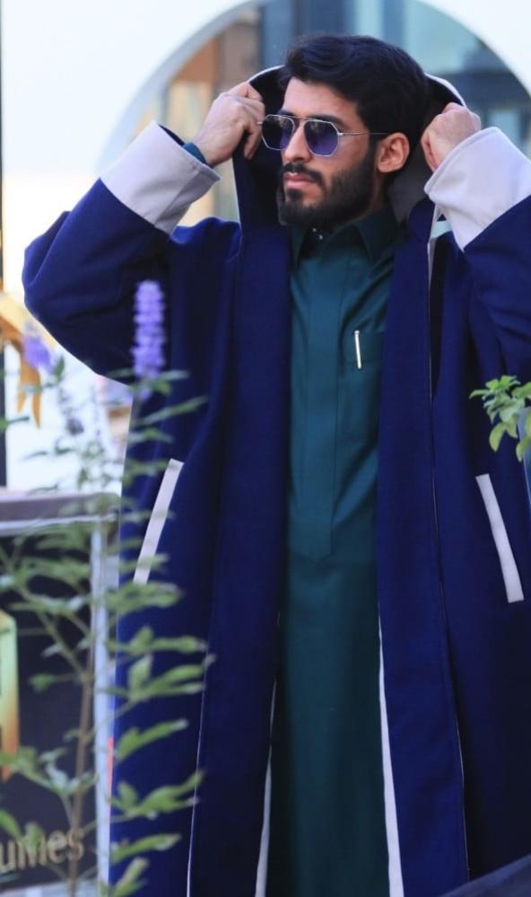 فروه دبل فيس مع شال لون كحلي مع سكري