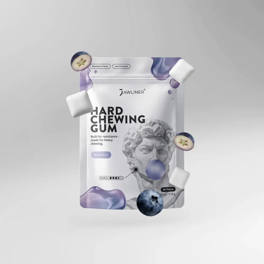 علكة جولاينر® الأصلية لتقوية عضلات الفك بنكهة التوت الأزرق – إصدار خاص JAWLINER® Fitness Chewing Gum Blueberry – Special Edition