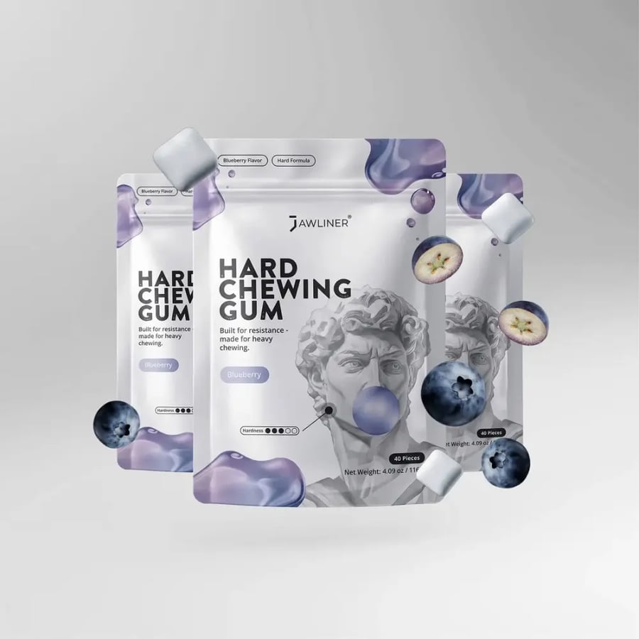 علكة جولاينر® الأصلية لتقوية عضلات الفك بنكهة التوت الأزرق – إصدار خاص JAWLINER® Fitness Chewing Gum Blueberry – Special Edition