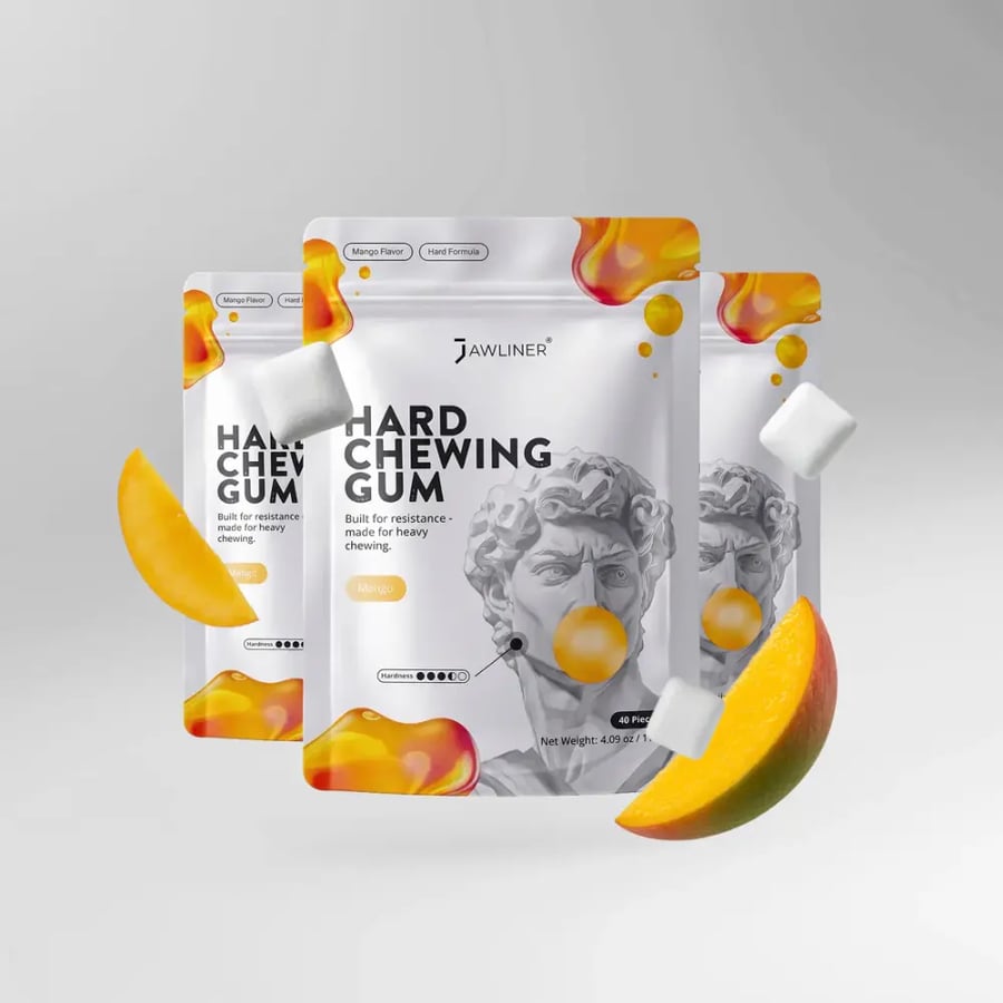 علكة جولاينر® الأصلية لتقوية عضلات الفك بنكهة المانجو – إصدار خاص JAWLINER® Fitness Chewing Gum Mango – Special Edition